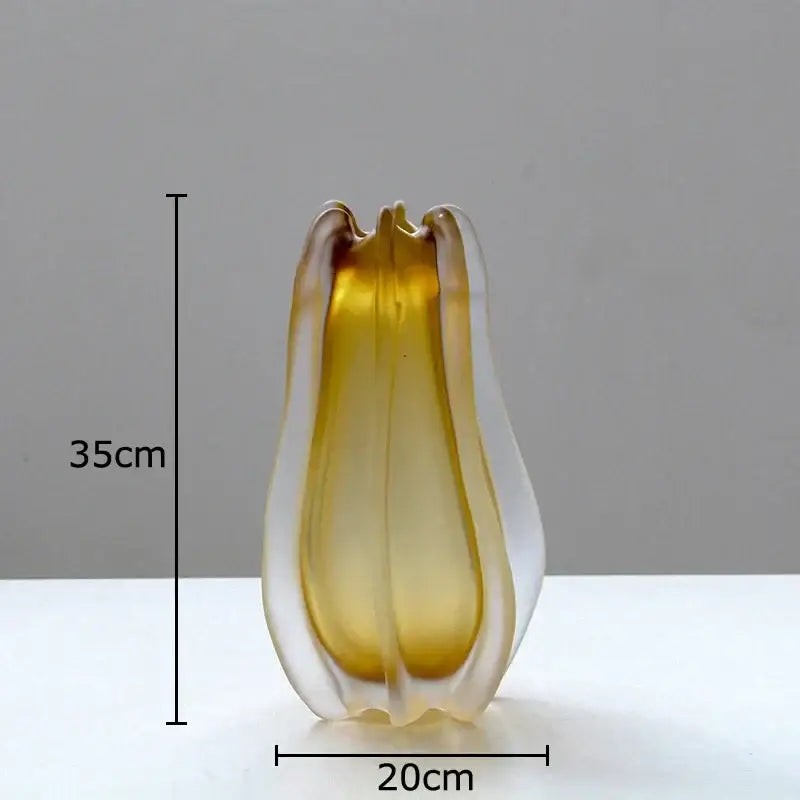 Sculpted translucent amber glass vase with subtle vertical ridges for living room decorbites carambola glass vase decor