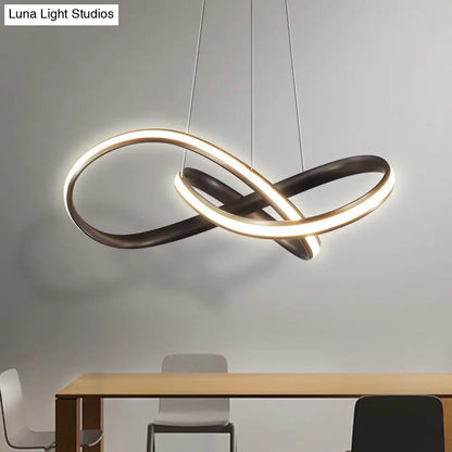 Lámpara colgante de acrílico con curva sin juntas - Lámpara colgante LED moderna, luz cálida/blanca - Café