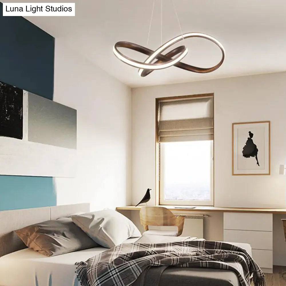 Lámpara colgante de acrílico con curva sin juntas - Lámpara colgante LED moderna, luz cálida/blanca - Café