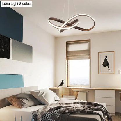 Lámpara colgante de acrílico con curva sin juntas - Lámpara colgante LED moderna, luz cálida/blanca - Café