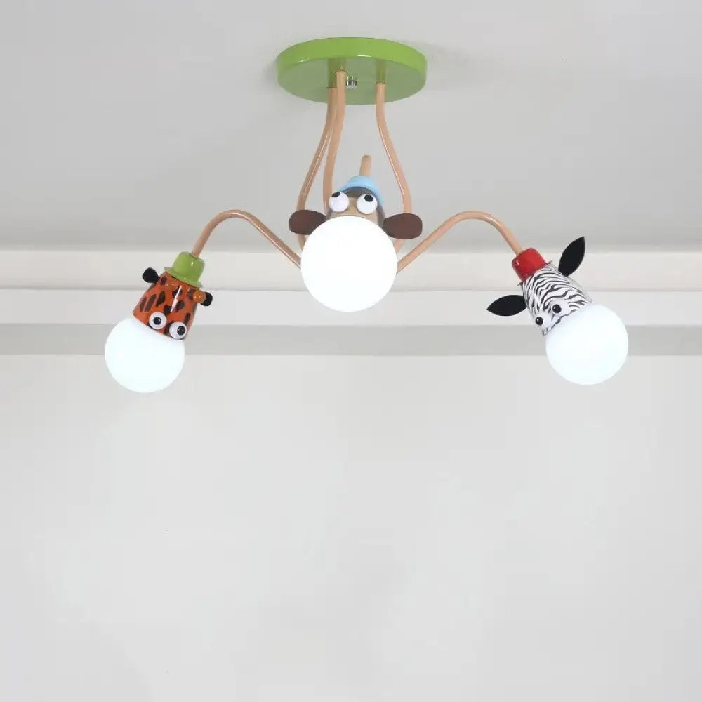DecorBites™ DecorBites™ Semi Flush Cartoon Metal Orange Ceiling Light with Animal-Friendly Exposed Bulb Fixture