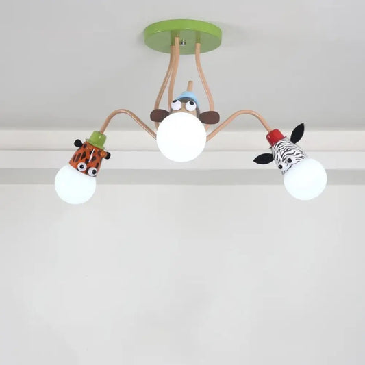 DecorBites™ DecorBites™ Semi Flush Cartoon Metal Orange Ceiling Light with Animal-Friendly Exposed Bulb Fixture