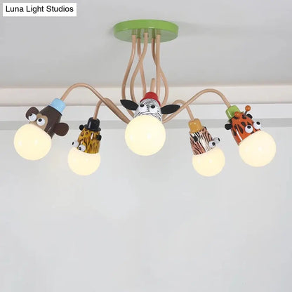 DecorBites™ DecorBites™ Semi Flush Cartoon Metal Orange Ceiling Light with Animal-Friendly Exposed Bulb Fixture