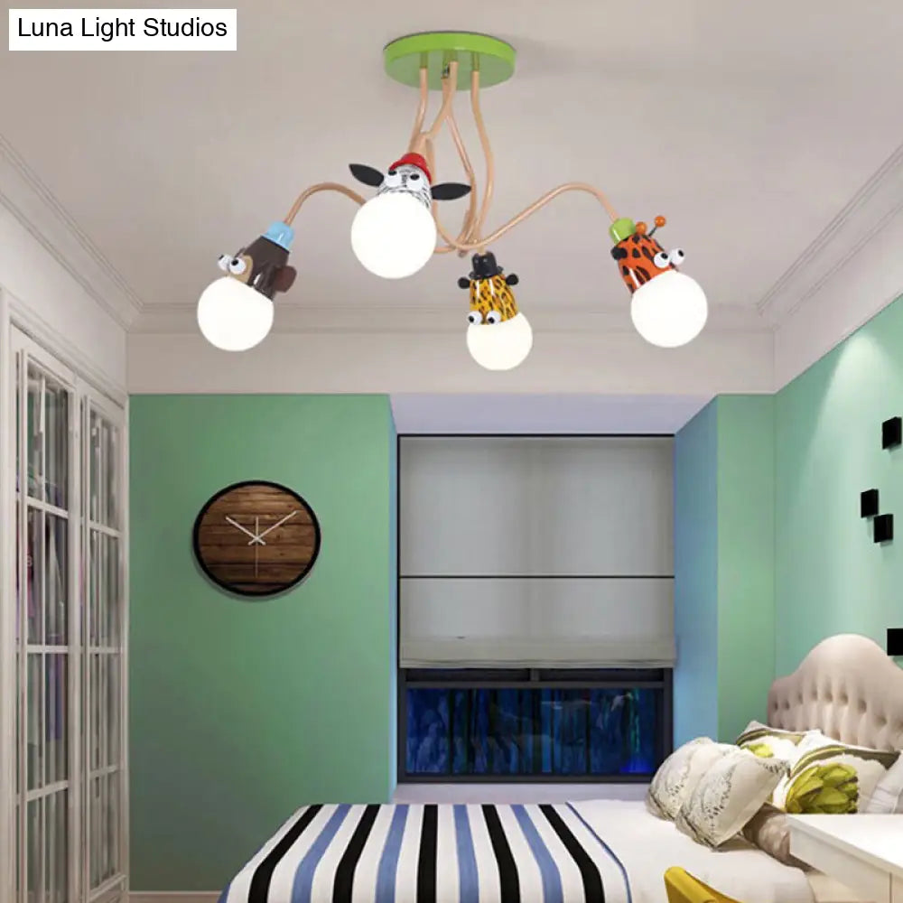 DecorBites™ DecorBites™ Semi Flush Cartoon Metal Orange Ceiling Light with Animal-Friendly Exposed Bulb Fixture