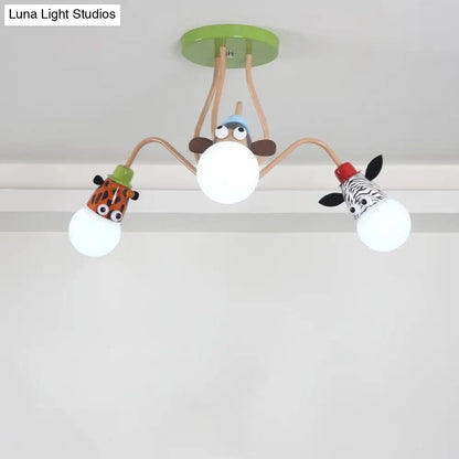 DecorBites™ DecorBites™ Semi Flush Cartoon Metal Orange Ceiling Light with Animal-Friendly Exposed Bulb Fixture