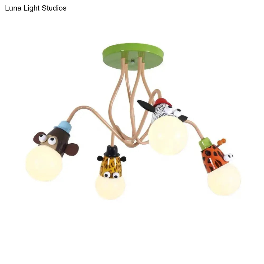 DecorBites™ DecorBites™ Semi Flush Cartoon Metal Orange Ceiling Light with Animal-Friendly Exposed Bulb Fixture