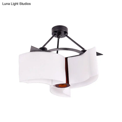 DecorBites™ DecorBites™ Semi Flush Ceiling Light: 3-Light Twisted Shade with Classic White Glass & Wood Design