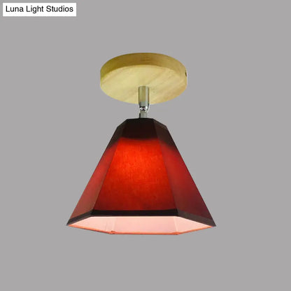 DecorBites™ DecorBites™ Semi Flush Country Style Wood Angle Adjustable Ceiling Light Fixture
