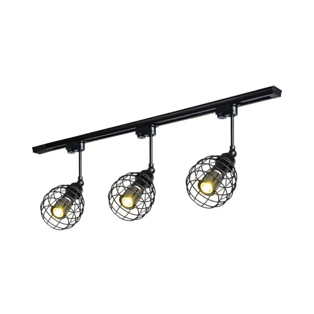 DecorBites™ DecorBites™ Semi-Flush Industrial Bistro Spotlight with Iron Cage in Black/White/Rust