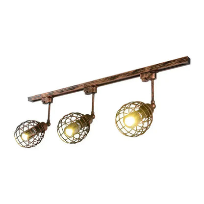 DecorBites™ DecorBites™ Semi-Flush Industrial Bistro Spotlight with Iron Cage in Black/White/Rust