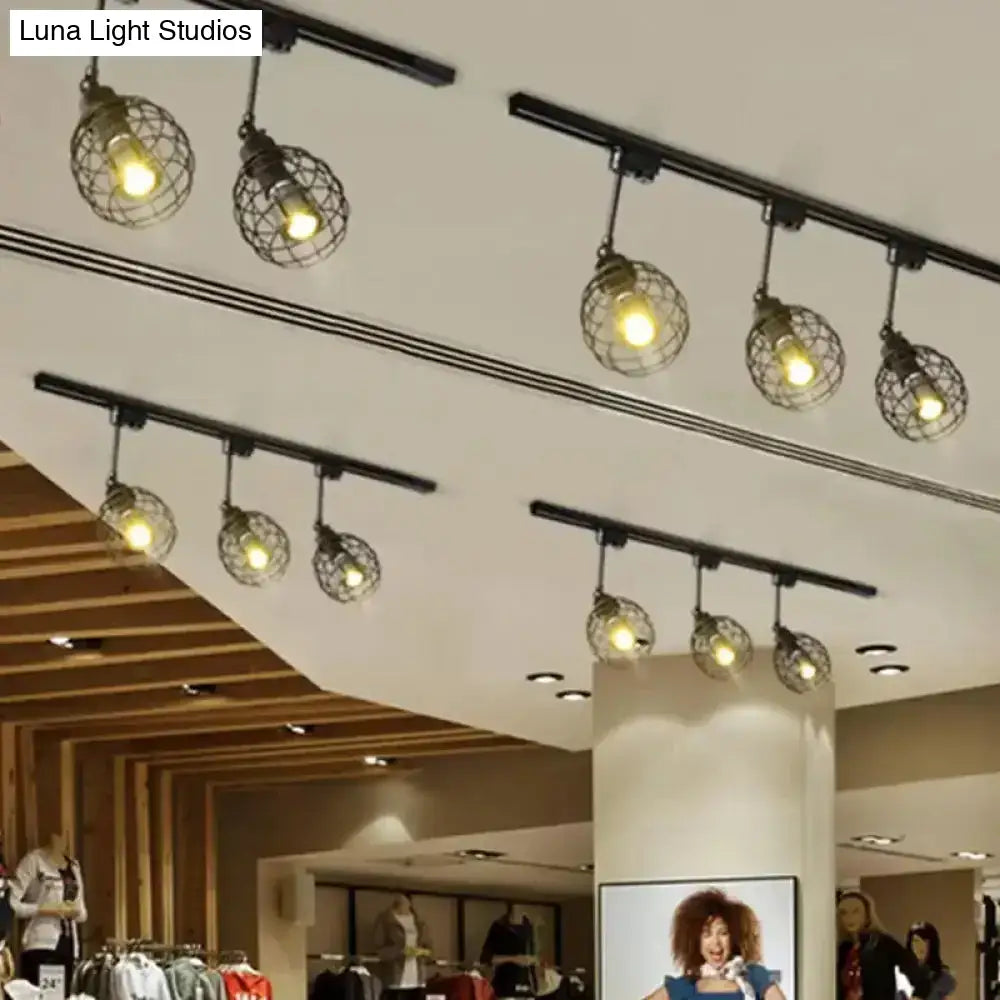 DecorBites™ DecorBites™ Semi-Flush Industrial Bistro Spotlight with Iron Cage in Black/White/Rust