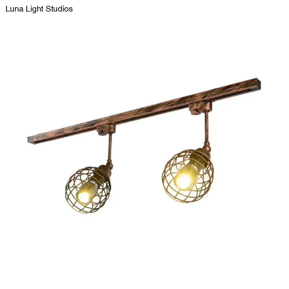 DecorBites™ DecorBites™ Semi-Flush Industrial Bistro Spotlight with Iron Cage in Black/White/Rust