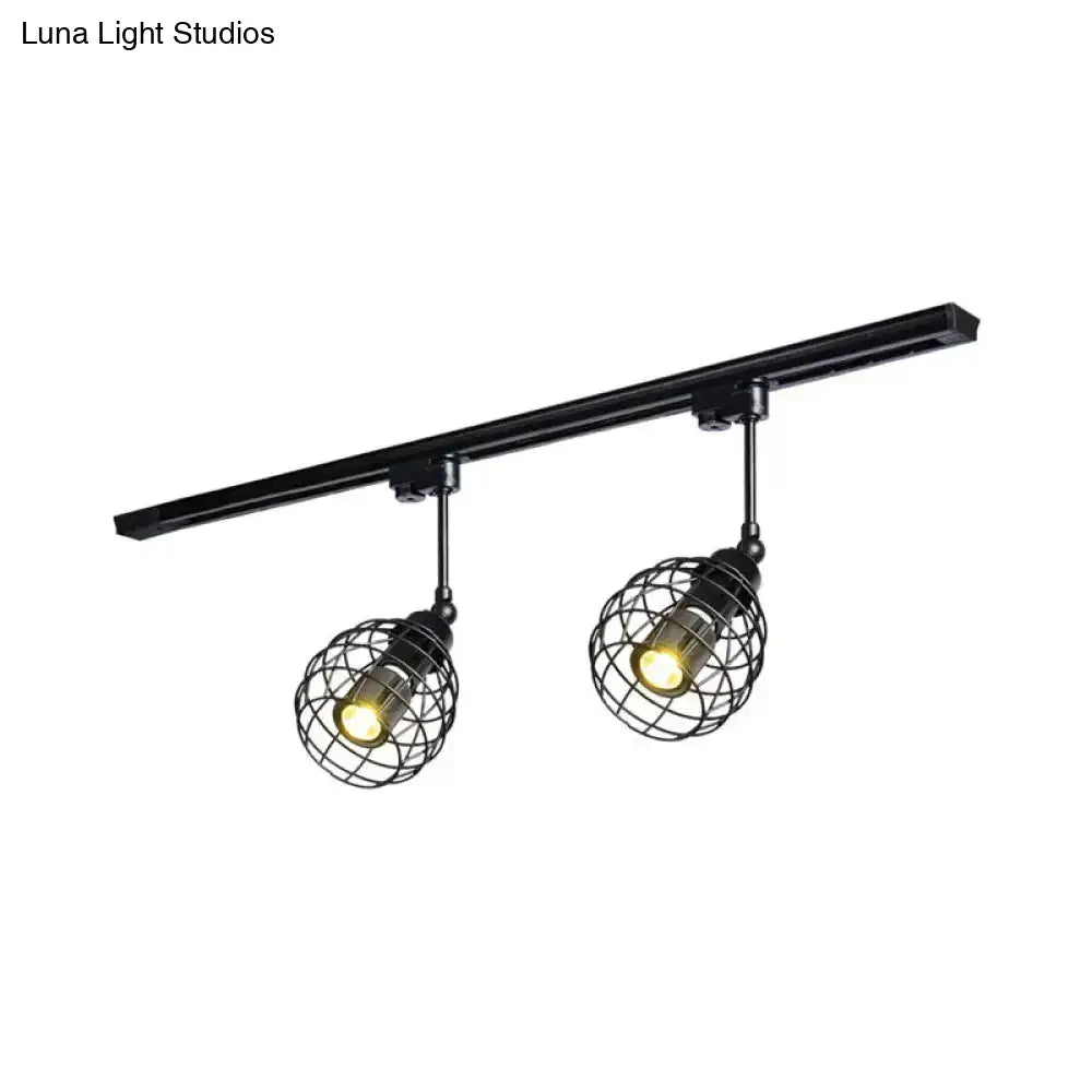 DecorBites™ DecorBites™ Semi-Flush Industrial Bistro Spotlight with Iron Cage in Black/White/Rust