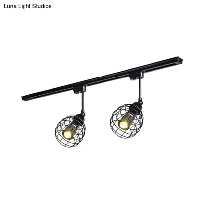 DecorBites™ DecorBites™ Semi-Flush Industrial Bistro Spotlight with Iron Cage in Black/White/Rust