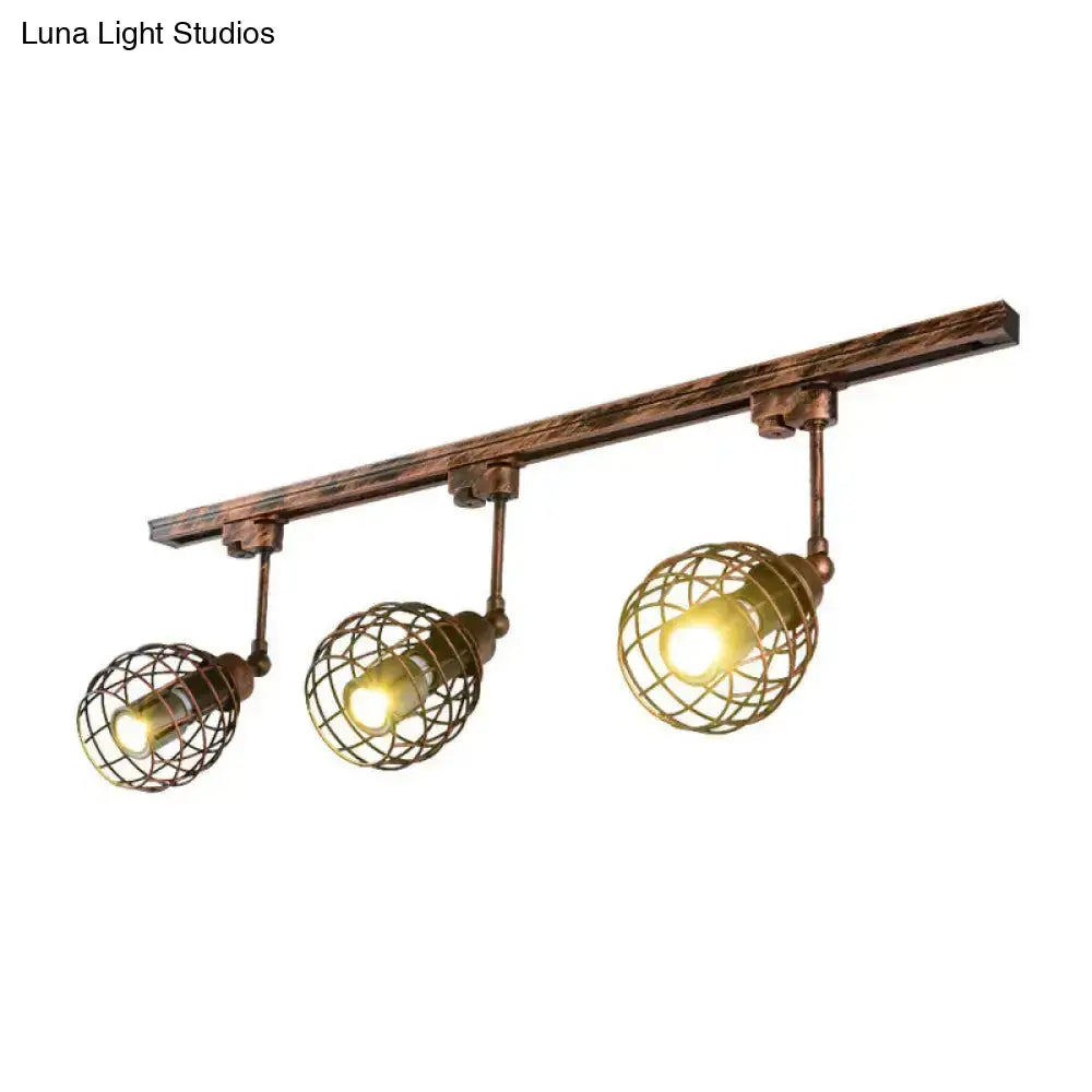 DecorBites™ DecorBites™ Semi-Flush Industrial Bistro Spotlight with Iron Cage in Black/White/Rust