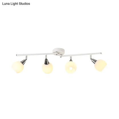 DecorBites™ DecorBites™ Semi Flush Industrial Black/White Iron Chandelier - Adjustable Linear Design with Dome Glass Shades - 4/6 Lights