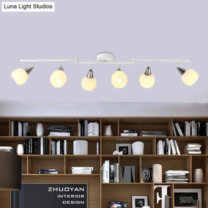 DecorBites™ DecorBites™ Semi Flush Industrial Black/White Iron Chandelier - Adjustable Linear Design with Dome Glass Shades - 4/6 Lights