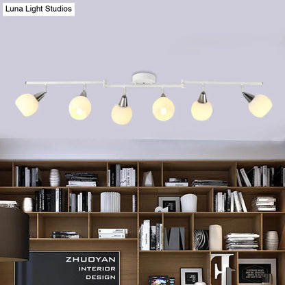 DecorBites™ DecorBites™ Semi Flush Industrial Black/White Iron Chandelier - Adjustable Linear Design with Dome Glass Shades - 4/6 Lights