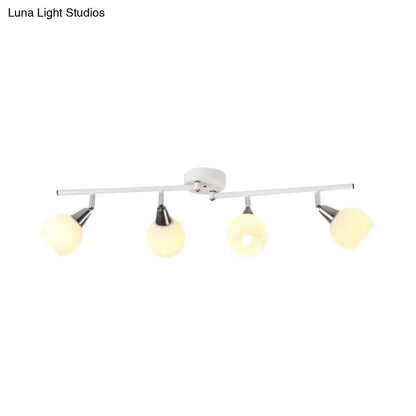 DecorBites™ DecorBites™ Semi Flush Industrial Black/White Iron Chandelier - Adjustable Linear Design with Dome Glass Shades - 4/6 Lights