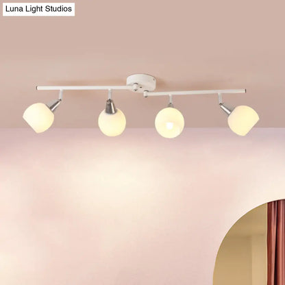 DecorBites™ DecorBites™ Semi Flush Industrial Black/White Iron Chandelier - Adjustable Linear Design with Dome Glass Shades - 4/6 Lights