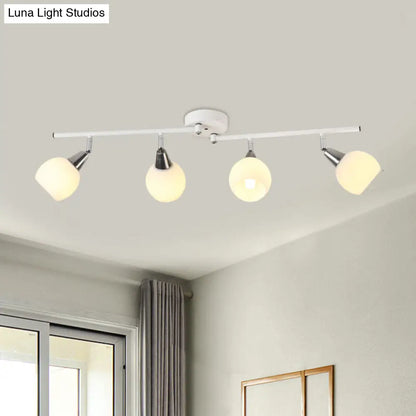 DecorBites™ DecorBites™ Semi Flush Industrial Black/White Iron Chandelier - Adjustable Linear Design with Dome Glass Shades - 4/6 Lights