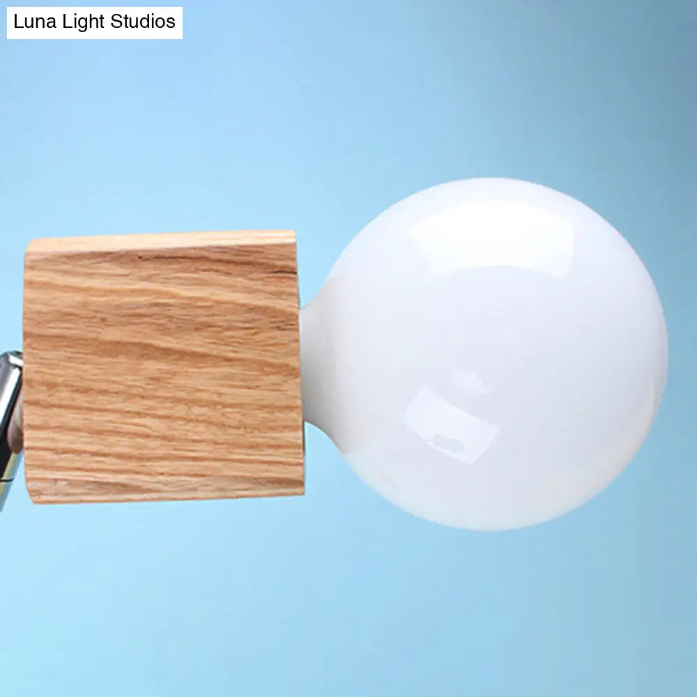 DecorBites™ DecorBites™ Semi Flush Industrial Ceiling Lamp with Wood Accents - 3/5-Light Metal Open Bulb Fixture for Bedroom