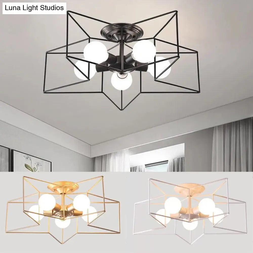 DecorBites™ DecorBites™ Semi Flush Industrial Metal Chandelier for Bedroom - Stylish Ceiling Mount Lighting