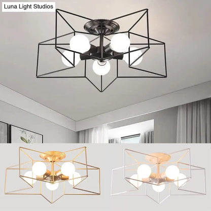 DecorBites™ DecorBites™ Semi Flush Industrial Metal Chandelier for Bedroom - Stylish Ceiling Mount Lighting