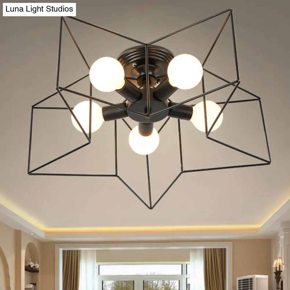 DecorBites™ DecorBites™ Semi Flush Industrial Metal Chandelier for Bedroom - Stylish Ceiling Mount Lighting