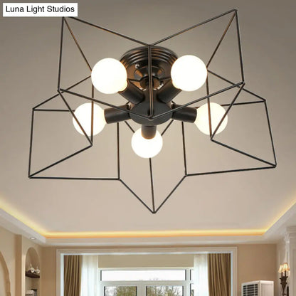 DecorBites™ DecorBites™ Semi Flush Industrial Metal Chandelier for Bedroom - Stylish Ceiling Mount Lighting