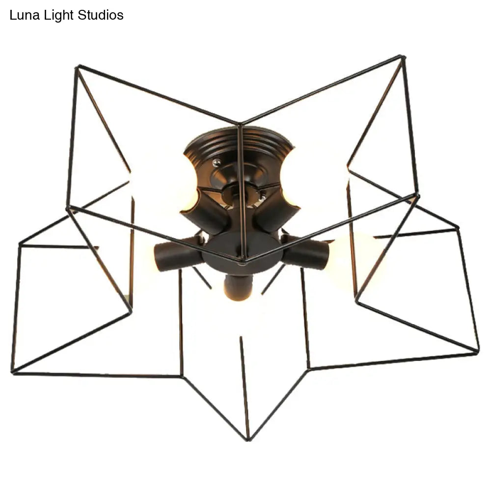 DecorBites™ DecorBites™ Semi Flush Industrial Metal Chandelier for Bedroom - Stylish Ceiling Mount Lighting