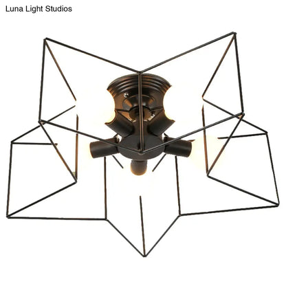 DecorBites™ DecorBites™ Semi Flush Industrial Metal Chandelier for Bedroom - Stylish Ceiling Mount Lighting