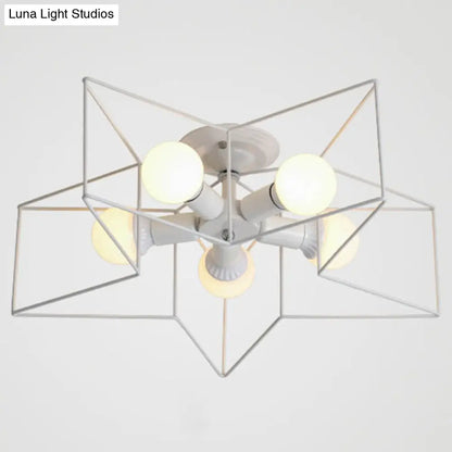 DecorBites™ DecorBites™ Semi Flush Industrial Metal Chandelier for Bedroom - Stylish Ceiling Mount Lighting