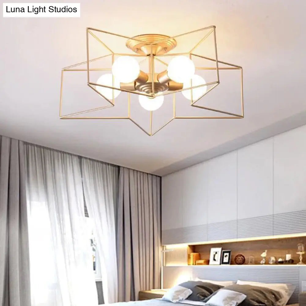 DecorBites™ DecorBites™ Semi Flush Industrial Metal Chandelier for Bedroom - Stylish Ceiling Mount Lighting