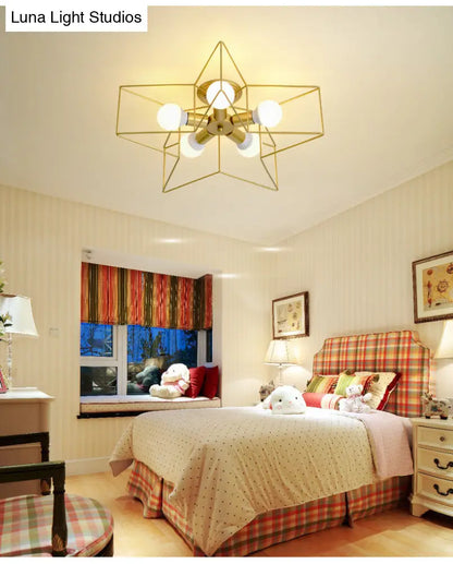 DecorBites™ DecorBites™ Semi Flush Industrial Metal Chandelier for Bedroom - Stylish Ceiling Mount Lighting