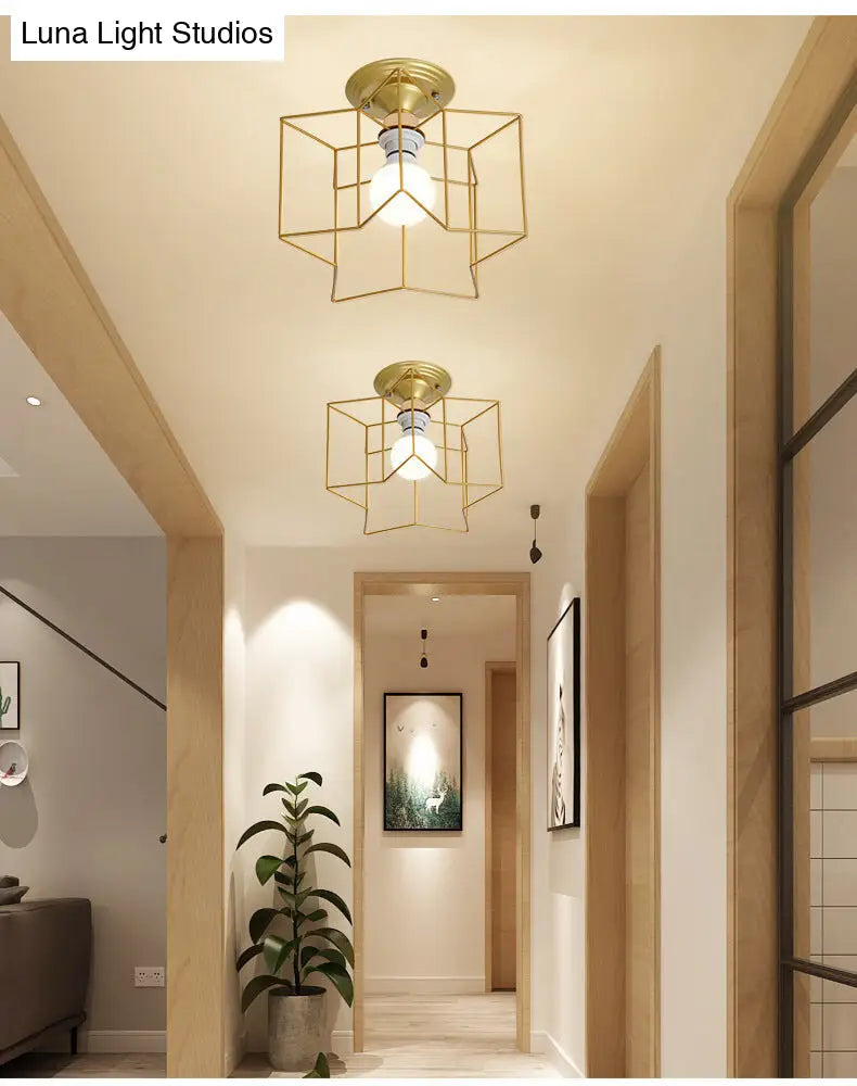 DecorBites™ DecorBites™ Semi Flush Industrial Metal Chandelier for Bedroom - Stylish Ceiling Mount Lighting