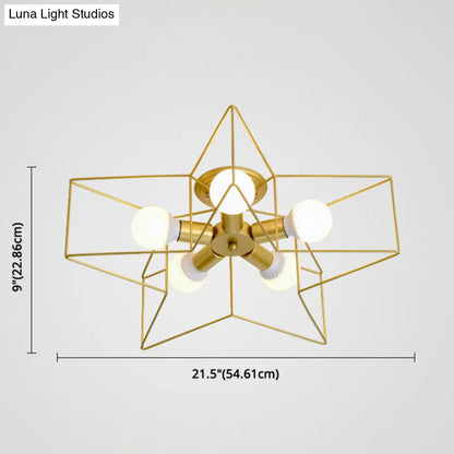 DecorBites™ DecorBites™ Semi Flush Industrial Metal Chandelier for Bedroom - Stylish Ceiling Mount Lighting