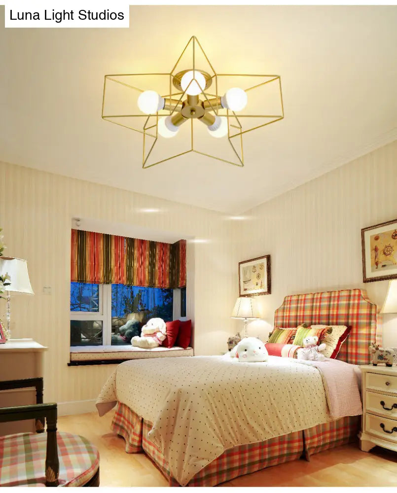 DecorBites™ DecorBites™ Semi Flush Industrial Metal Chandelier for Bedroom - Stylish Ceiling Mount Lighting