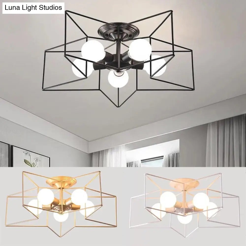 DecorBites™ DecorBites™ Semi Flush Industrial Metal Chandelier for Bedroom - Stylish Ceiling Mount Lighting