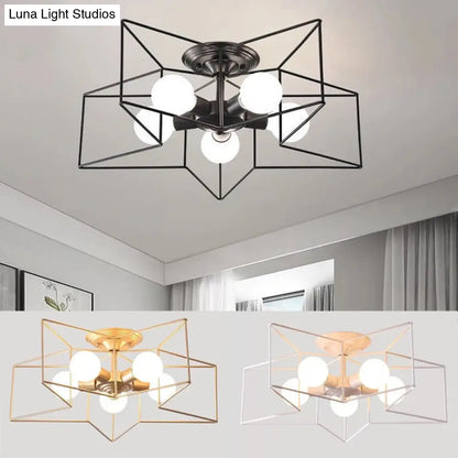 DecorBites™ DecorBites™ Semi Flush Industrial Metal Chandelier for Bedroom - Stylish Ceiling Mount Lighting