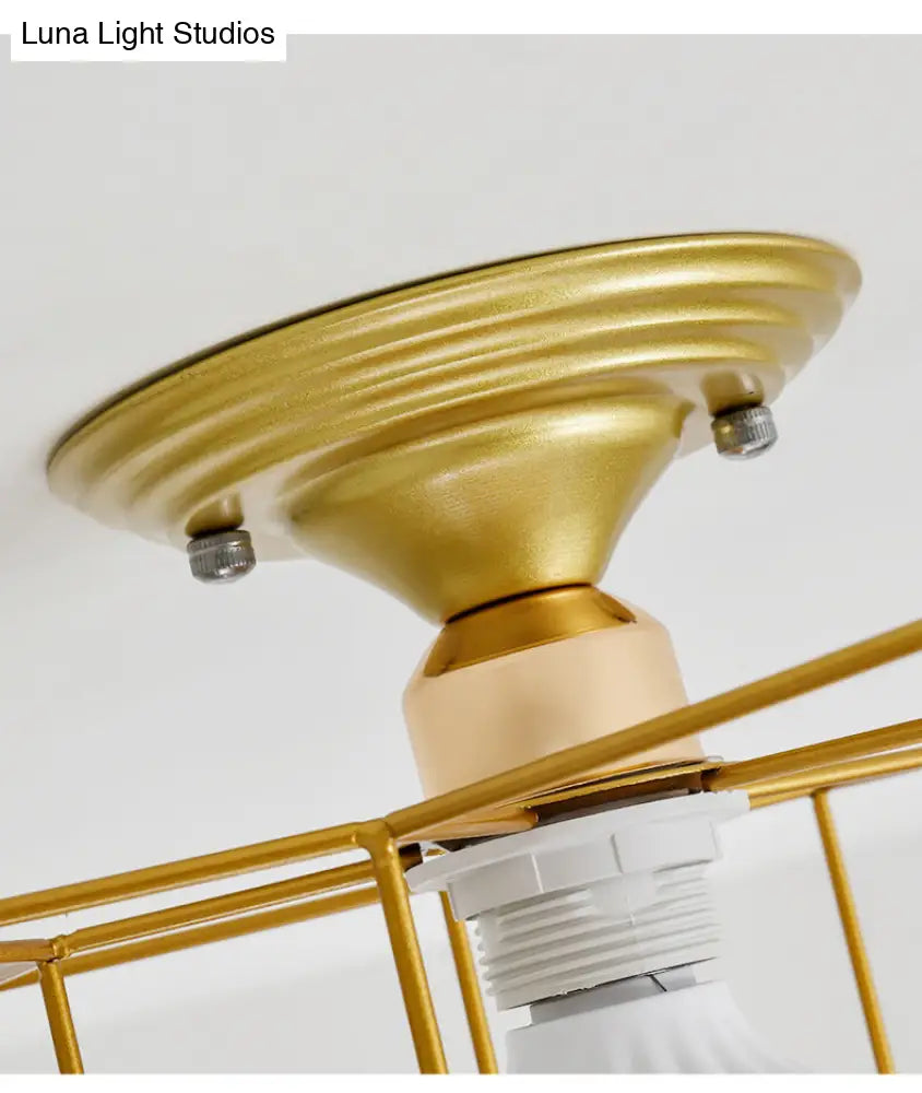 DecorBites™ DecorBites™ Semi Flush Industrial Metal Chandelier for Bedroom - Stylish Ceiling Mount Lighting