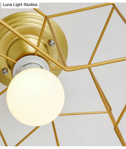 DecorBites™ DecorBites™ Semi Flush Industrial Metal Chandelier for Bedroom - Stylish Ceiling Mount Lighting