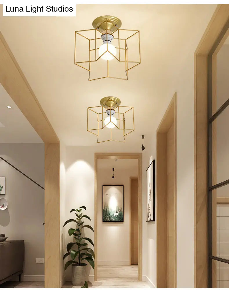 DecorBites™ DecorBites™ Semi Flush Industrial Metal Chandelier for Bedroom - Stylish Ceiling Mount Lighting