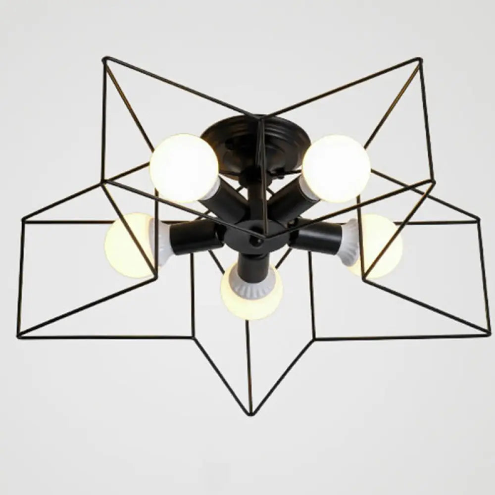 DecorBites™ DecorBites™ Semi Flush Industrial Metal Chandelier for Bedroom - Stylish Ceiling Mount Lighting