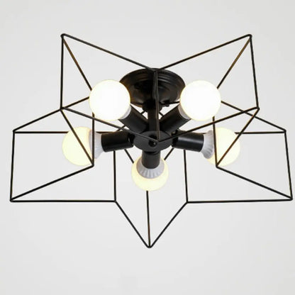 DecorBites™ DecorBites™ Semi Flush Industrial Metal Chandelier for Bedroom - Stylish Ceiling Mount Lighting
