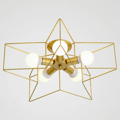 DecorBites™ DecorBites™ Semi Flush Industrial Metal Chandelier for Bedroom - Stylish Ceiling Mount Lighting