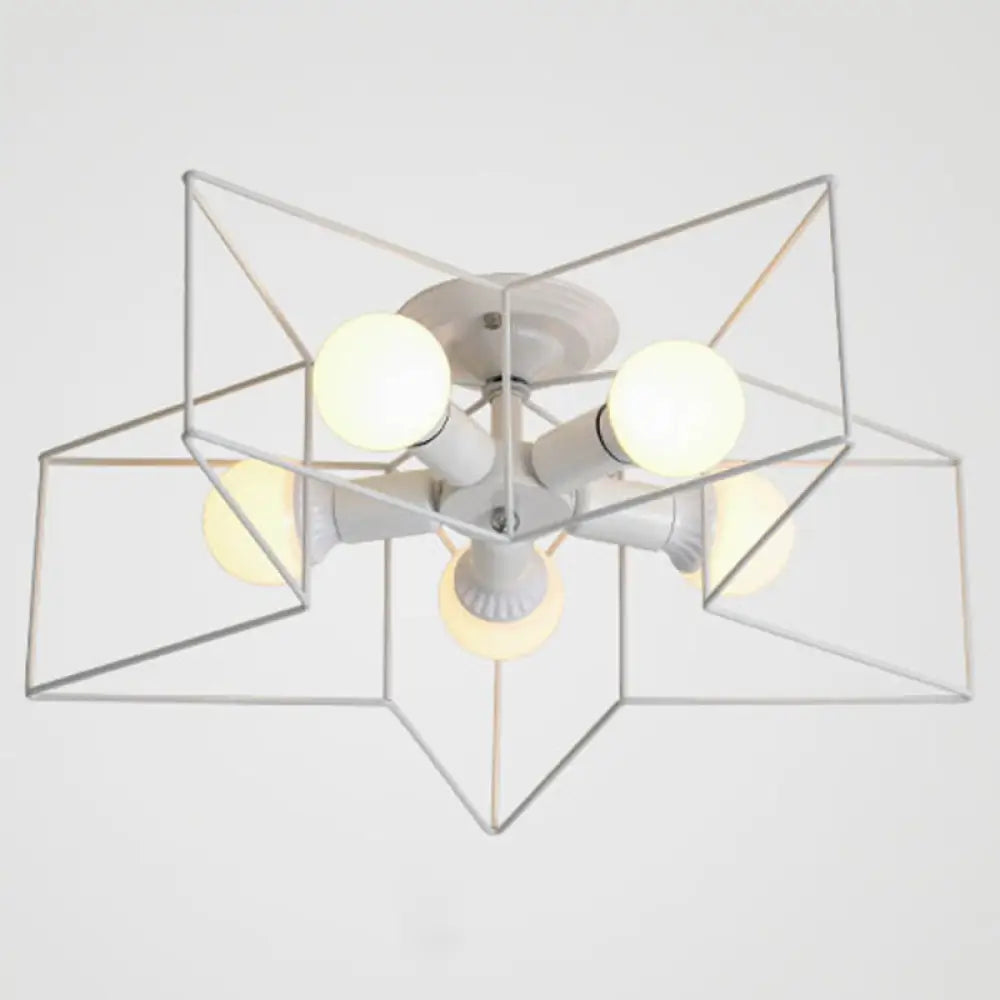 DecorBites™ DecorBites™ Semi Flush Industrial Metal Chandelier for Bedroom - Stylish Ceiling Mount Lighting