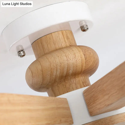 DecorBites™ DecorBites™ Semi Flush Japanese Cream Glass Ceiling Mount Chandelier - Wood Finish