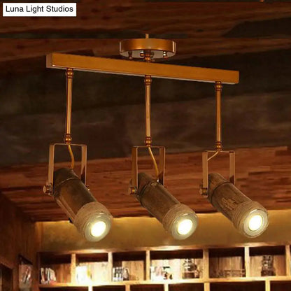 DecorBites™ DecorBites™ Semi Flush Lodge Light: Stylish Wood, Metal, and Bamboo Adjustable Ceiling Fixture for Restaurants - 1/2/3-Light Tube