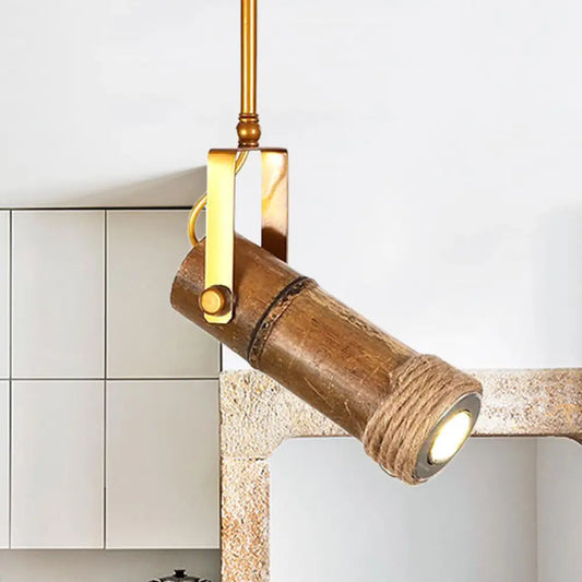 DecorBites™ DecorBites™ Semi Flush Lodge Light: Stylish Wood, Metal, and Bamboo Adjustable Ceiling Fixture for Restaurants - 1/2/3-Light Tube